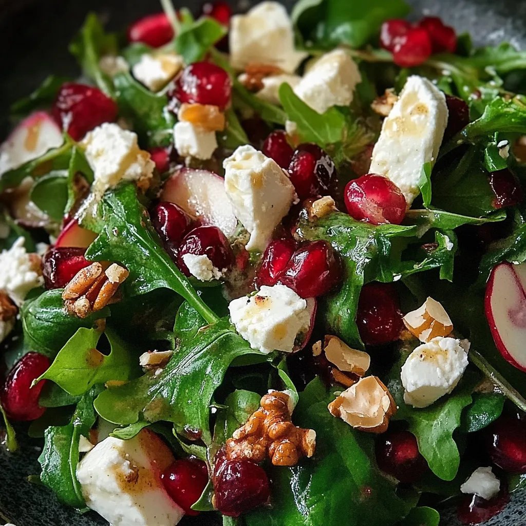 Granatapfelsalat mit Feldsalat, Walnüssen, Feta und Honig-Balsamico-Dressing