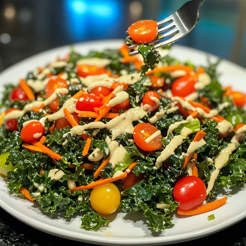Chopped Kale Power Salad mit Zitronen-Tahini-Dressing