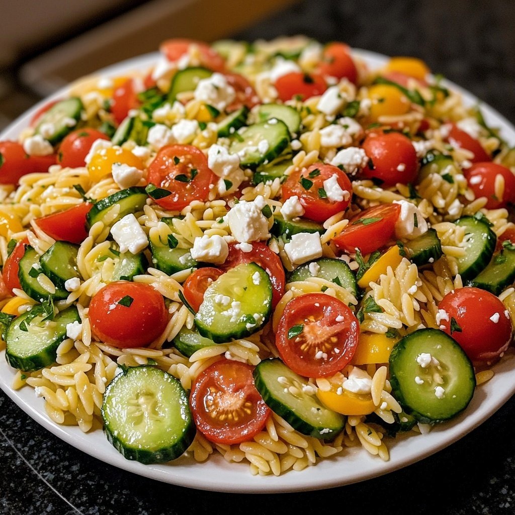 Griechischer Orzo Nudelsalat