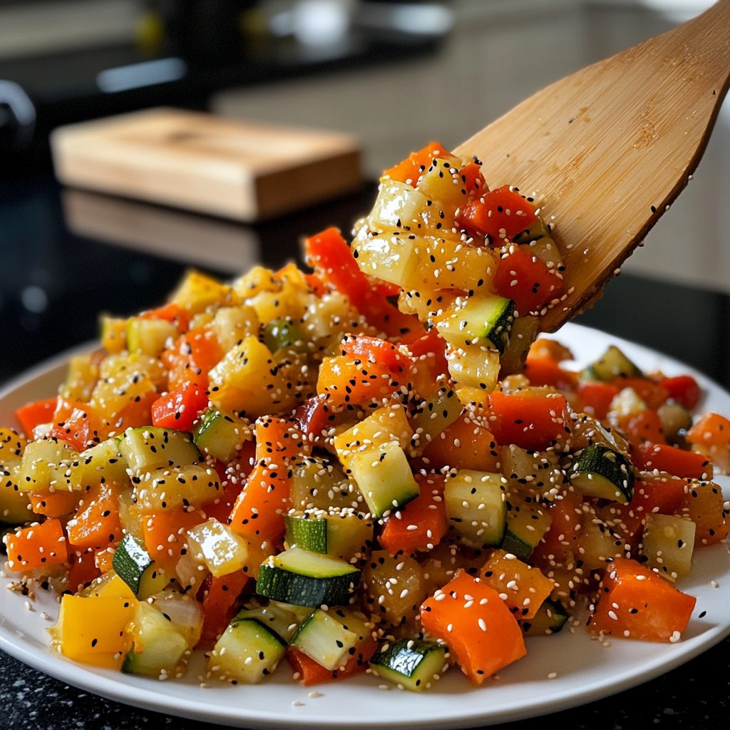 Gemüsepfanne mit Sesam