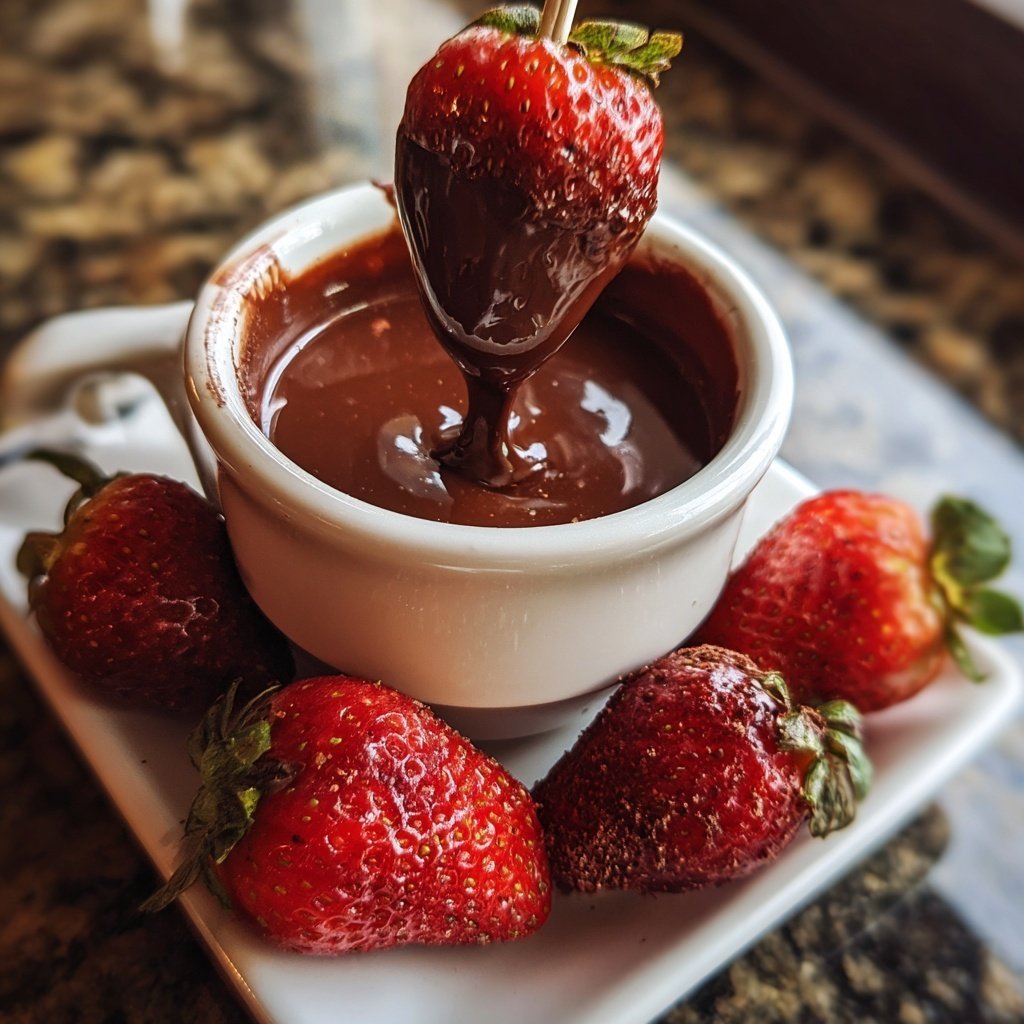 Schokoladenfondue mit Erdbeeren